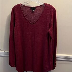 AB Studio Deep Red V-Neck Sweater